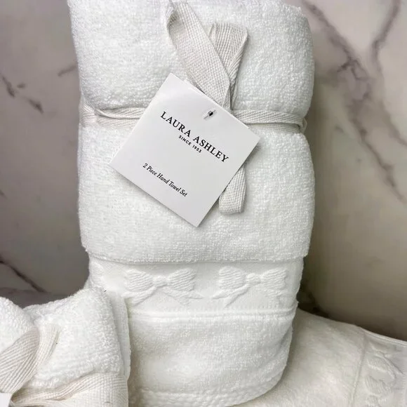 Laura Ashley 6Pc White Bows Bath Towels Set - Picture 5 of 7